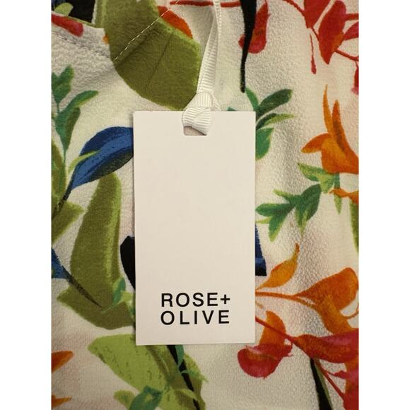 Rose + Olive Tank Top Women’s Floral Runched Strap Tank Top Size XL NWT Bright - Picture 5 of 7